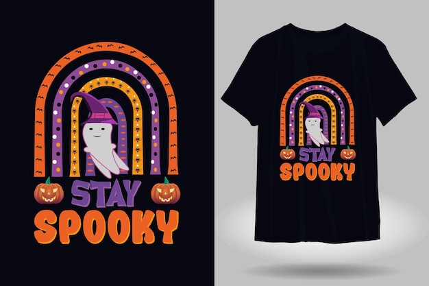 blijf spookachtig regenboogvormen halloween t-shirtontwerp