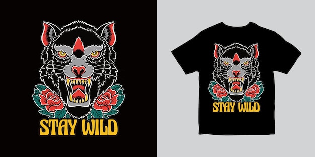 Blijf wild illustratie tshirt ontwerp