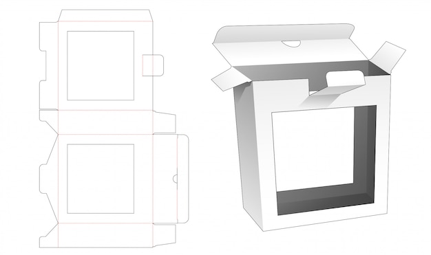 Blikken doos met 2 venster gestanste sjabloon