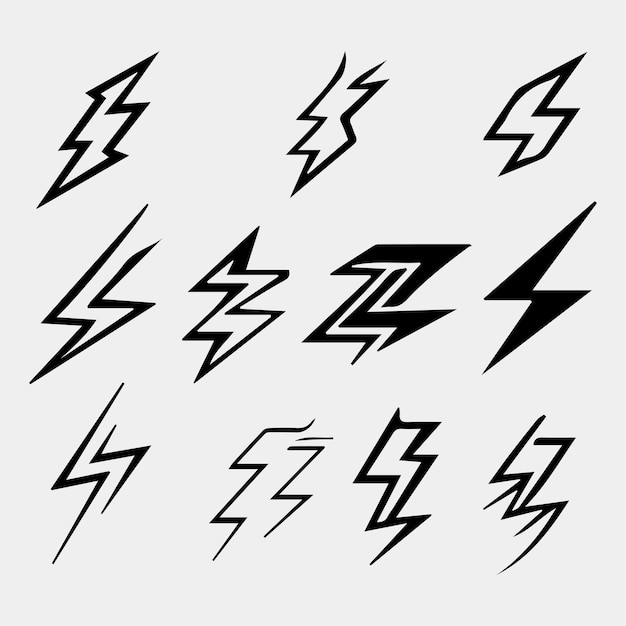 Bliksem bliksemschicht icoon elektrische bliksem vector iconen collectie thunderbolt teken