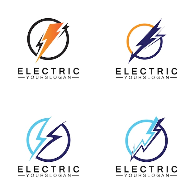 Bliksem donder bout elektriciteit logo ontwerpsjabloon