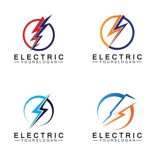 Bliksem donder bout elektriciteit logo ontwerpsjabloon