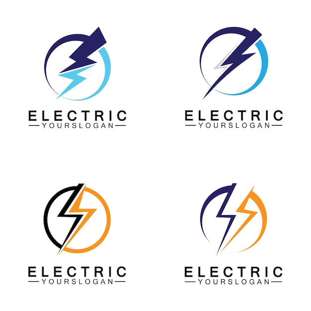 Bliksem donder bout elektriciteit logo ontwerpsjabloon