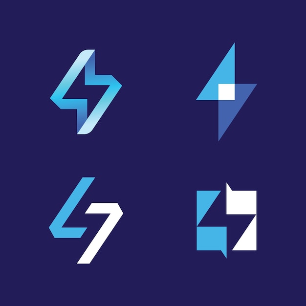 Bliksem logo Elektrische energie Flash of symbool van macht Het concept van snelheid snel snel snel Vector illustratie illustraties