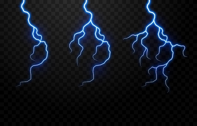 Bliksem vector set, bliksem png, onweer, verlichting, flits. natuurverschijnsel, lichteffect