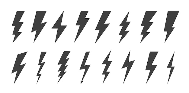 Bliksemschicht iconen set Black flash symbool bliksemschicht vector illustratie blikseminslag teken