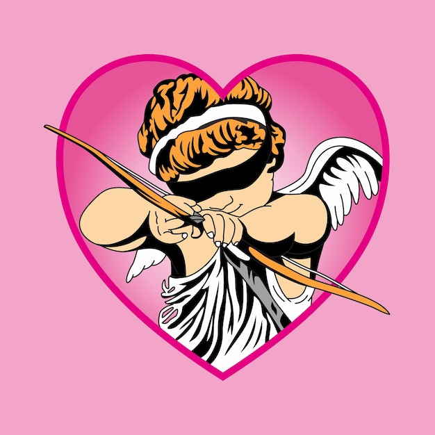 Vector blind cupid angel with love