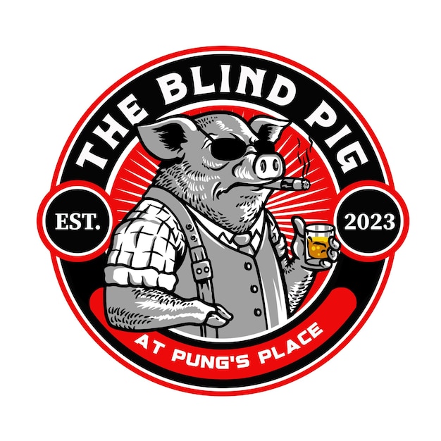 Blind varken drinken wijn Logo