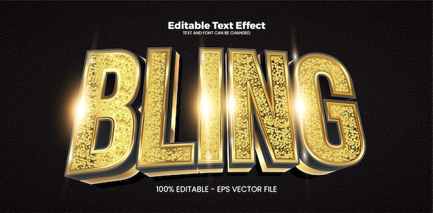 현대 트렌드 스타일의 Bling 편집 가능한 텍스트 효과