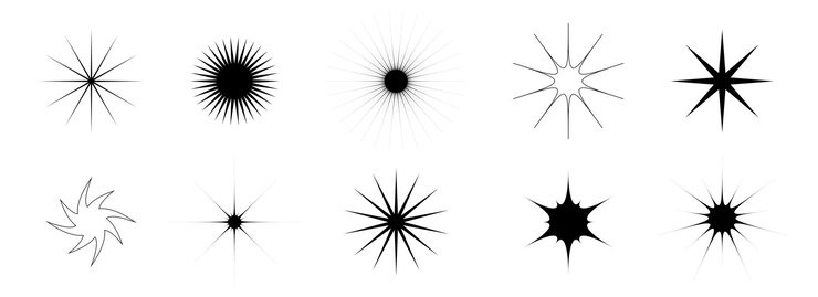 Vector blinks and twinkles set retro bling stars collection abstract black starburst shine effect pack