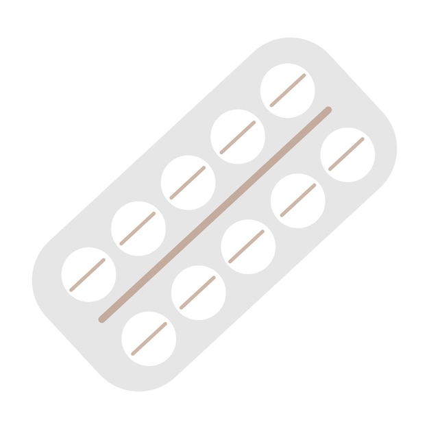 Blister with white tablets in flat style