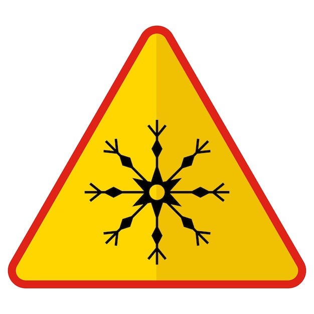 Blizzard red alert triangle concept high snow storm modern traffic guide warning regulatory