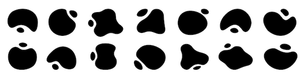 Blob shape Organic shape set Black paint stain collection Vector ink drop