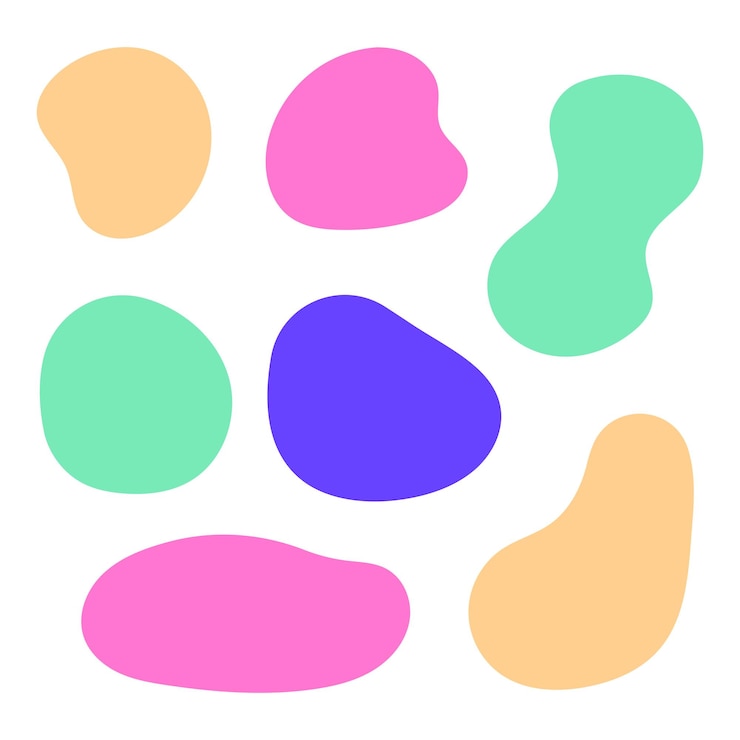 Vector blobs set yellow pink blue green colours