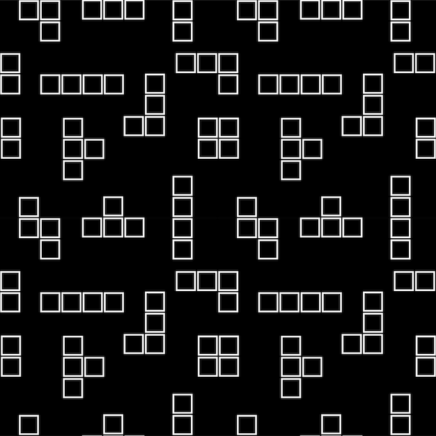 Block Brick Game Vector Illustration Seamless Pattern Design Template Black and White Color Theme