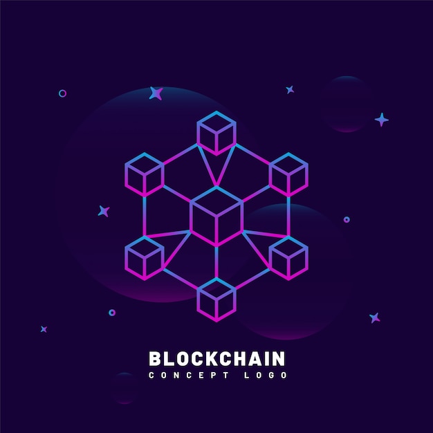 Block chain concept on purple background