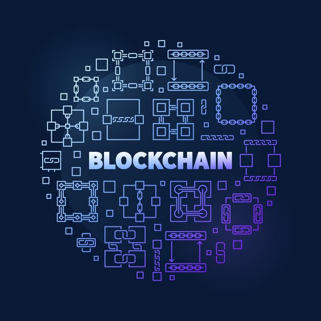 Концепция Block Chain круглый цветной вектор современной линии баннер