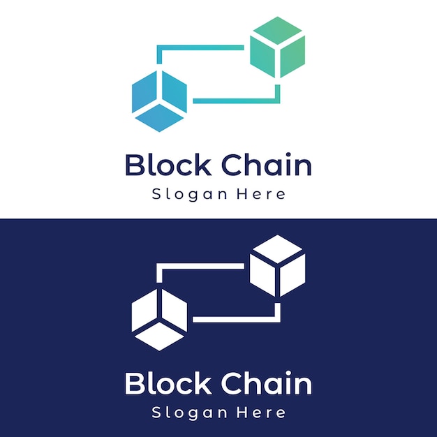 Block chain logo template designGeometric block chain with hexagons modern technology box Block chain for business technology and data signs