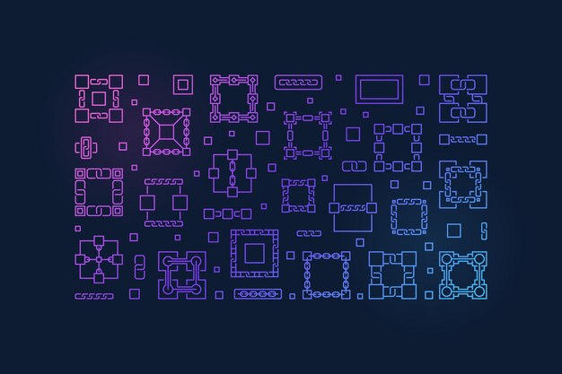 블록 체인 벡터 컬러 배너 설정 Blockchain 그림