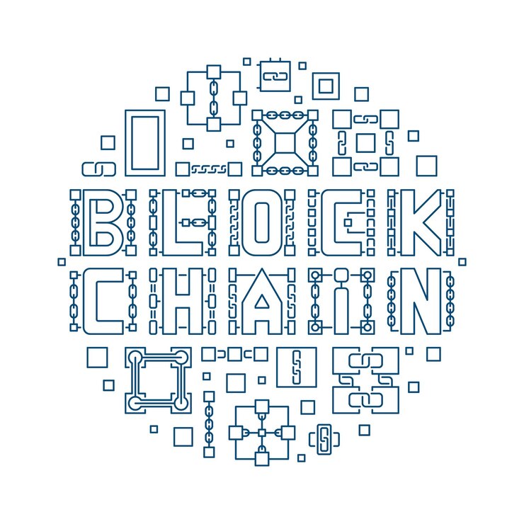 Vector block chain vector linear modern round illustration