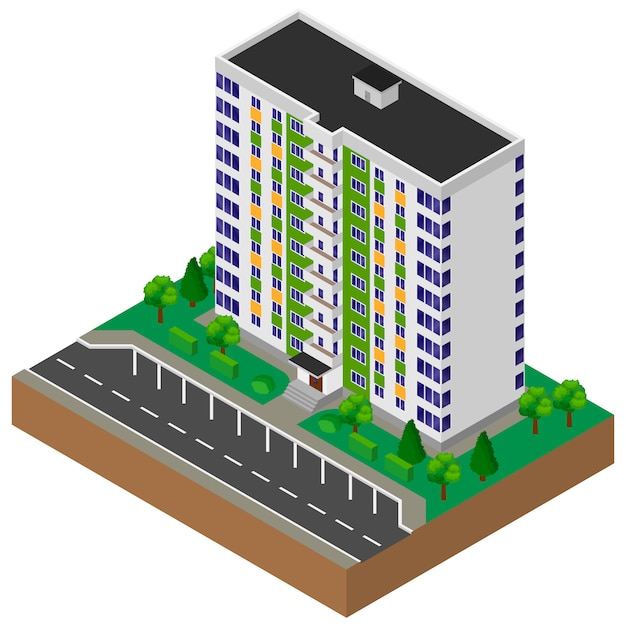 Vector block of flats. house. building. isometric.