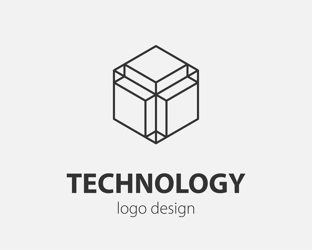 Block Logo abstract design Technology communication vector template linear style.