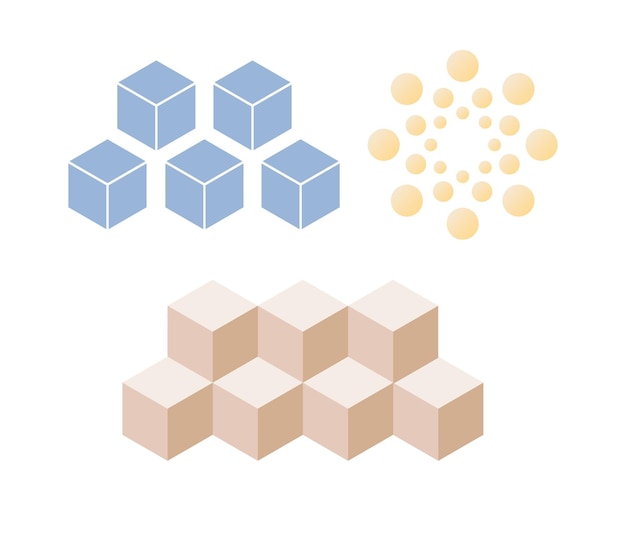Simbolo di blocco. insieme del cubo 3d. tecnologia blockchain. icona piatta vettoriale