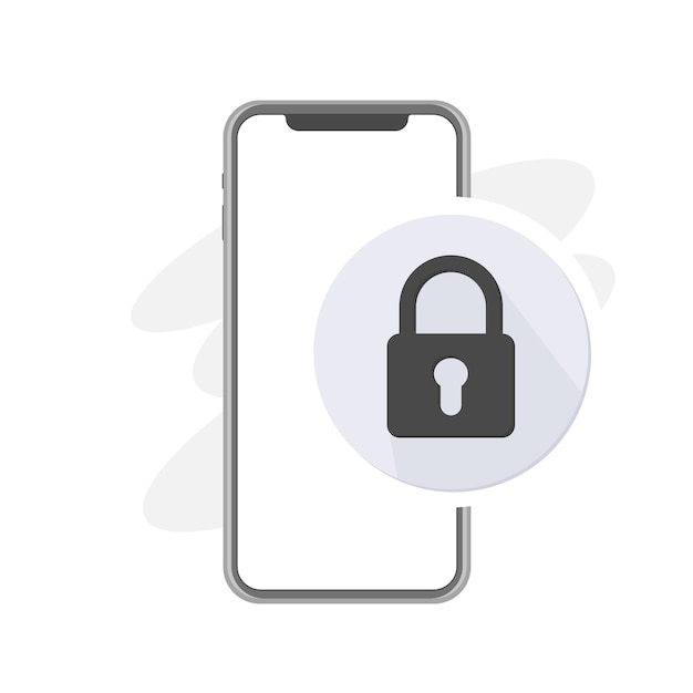 Заблокируйте телефон, заблокированный экран смартфона, простая векторная иллюстрация значка серого замка