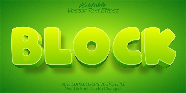 Block Vector Text Effect Bewerkbaar Alfabet Groen Cartoon Stone
