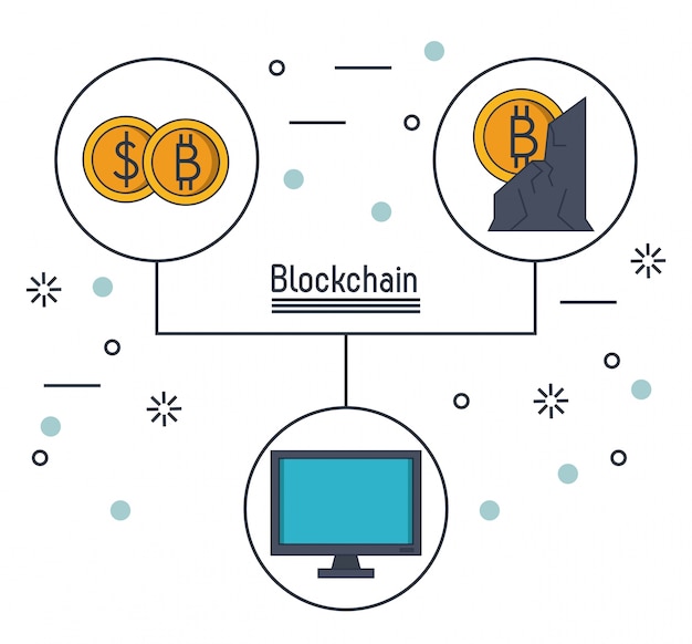 Blockchain and bitcoin icon 