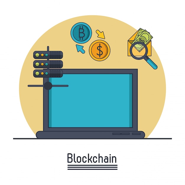 Blockchain and bitcoin icon 