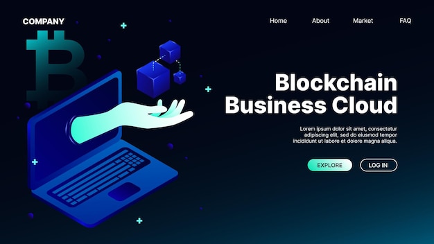 Blockchain Business Cloud isometrische bestemmingspagina