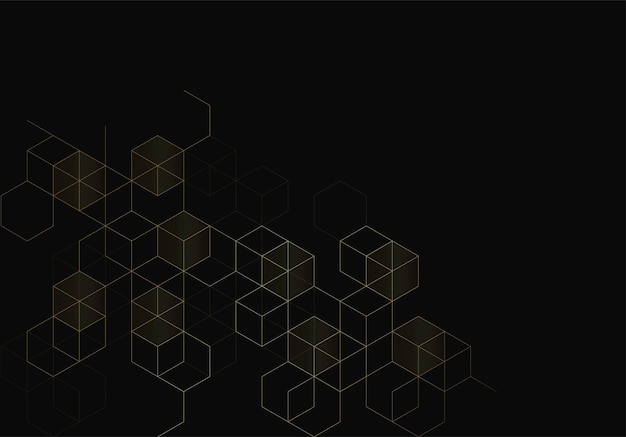 Blockchain concept banner met abstracte geometrische veelhoekige met gouden lijnen Wetenschap en technologie achtergrond Vector illustratie