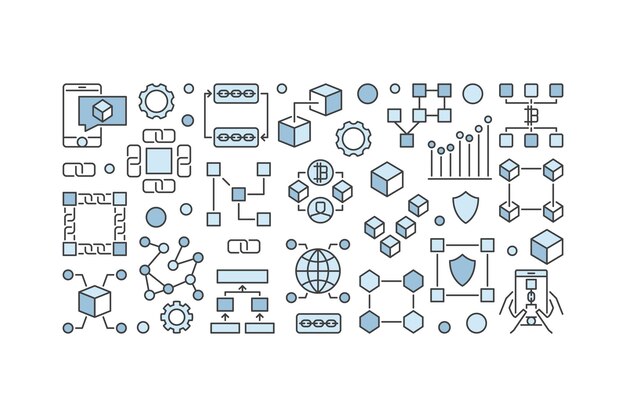 Blockchain creatieve banner blockchain technologie vectorillustratie op witte achtergrond