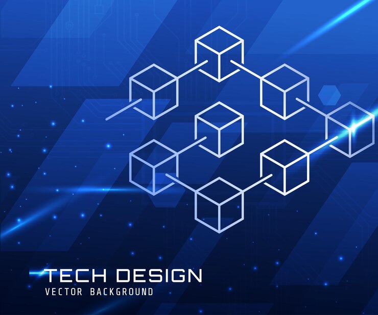 Vector blockchain crypto technology vector modern icon or element in outline style on dark background