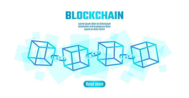 Vector blockchain cube chain symbol on square code big data flow information blue neon glowing planet earth globe cryptocurrency finance bitcoin business concept vector illustration worldwide connection