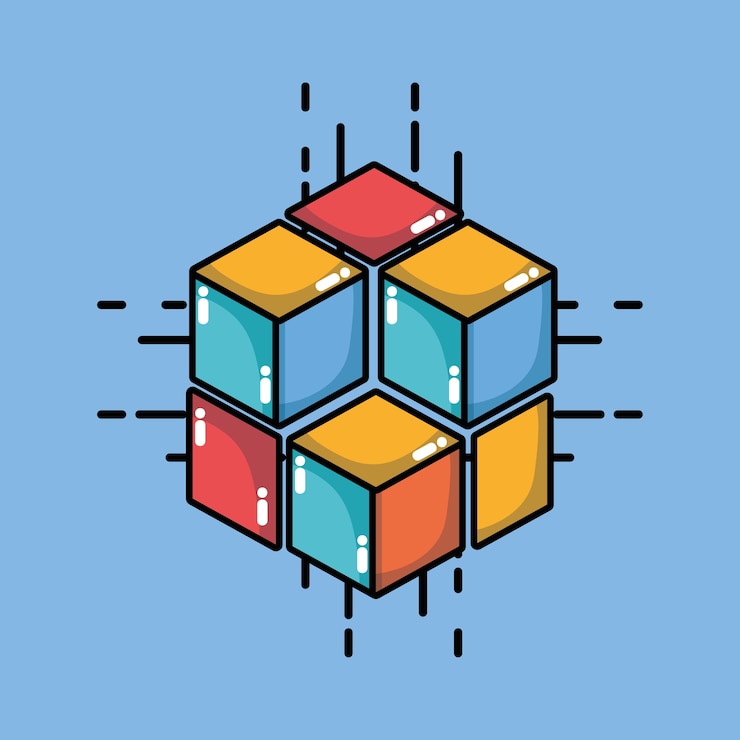 Vector blockchain cubes digital security technology 