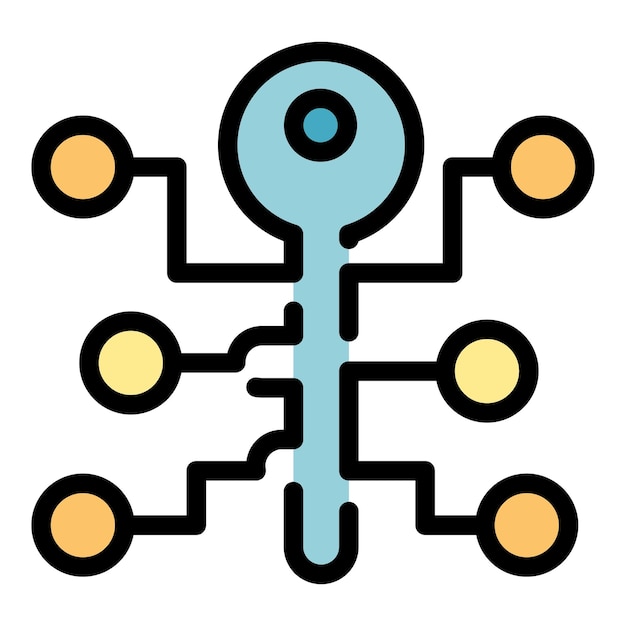 Icona chiave digitale blockchain contorno icona vettoriale chiave digitale blockchain colore piatto isolato