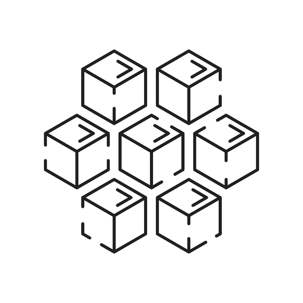 Blockchain dunne zwarte lijn icoon vector illustratie Schetsen van de financiële structuur van bitcoin en cryptocurrency investeringen fintech transactie en betaling crypto handel en uitwisseling