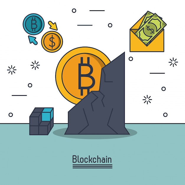 Blockchain- en bitcoin-pictogram