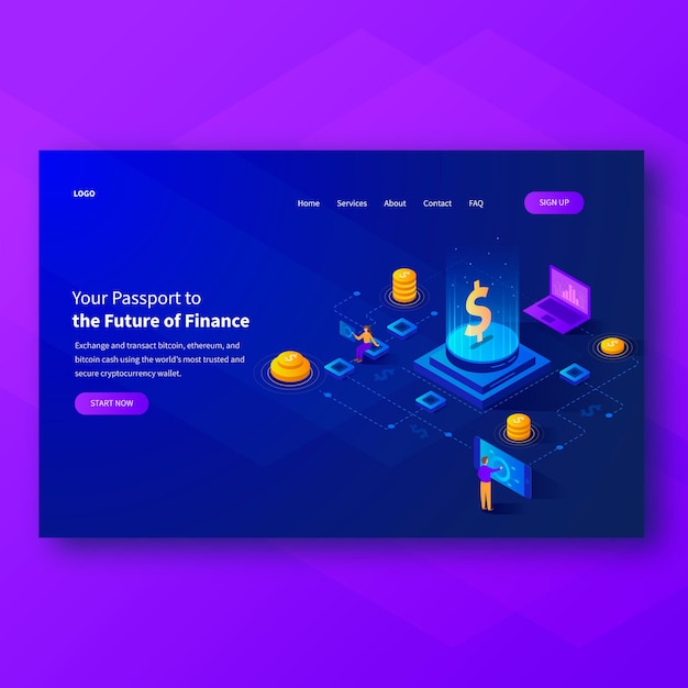 Blockchain header landing page