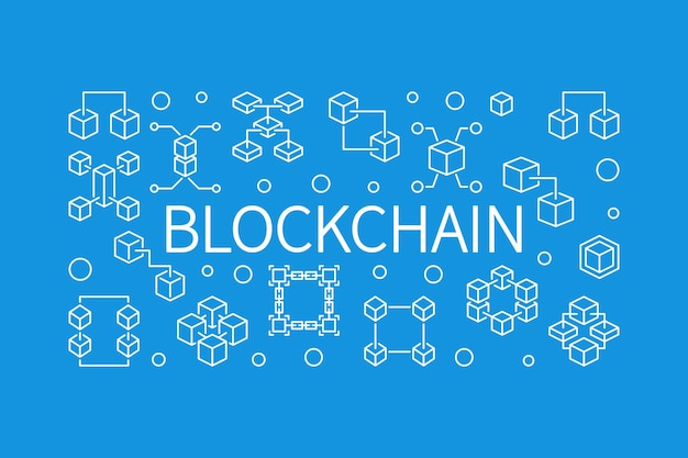 blockchain horizontal illustration vector block chain banner