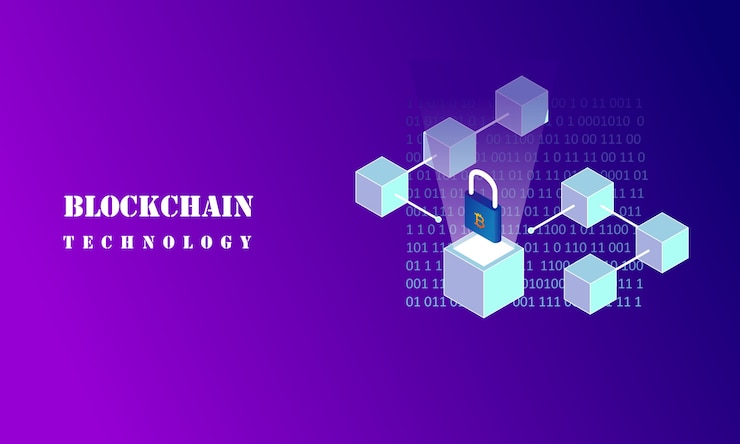 Vector blockchain infographic concept, business technology illustration