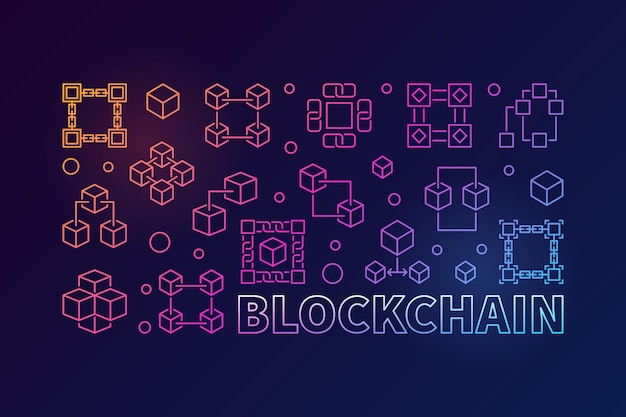 Blockchain kleurrijke horizontale afbeelding Vector banner