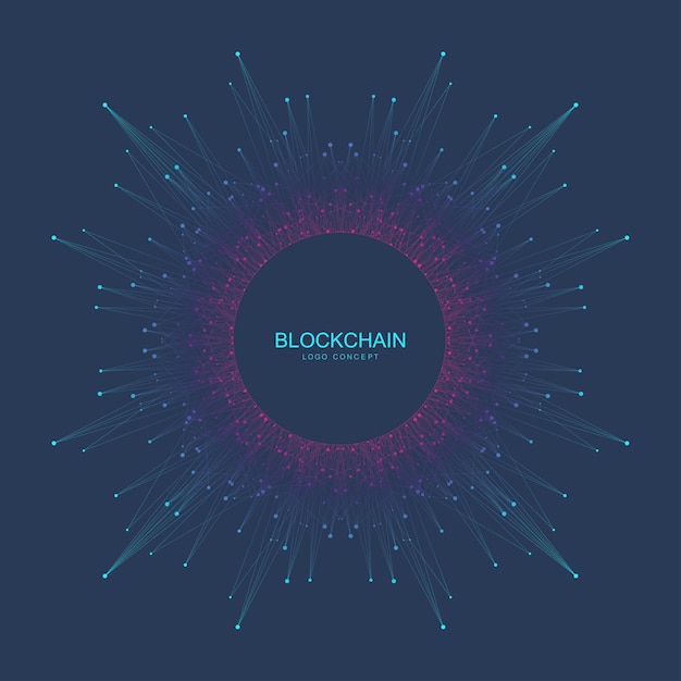 Blockchain logo teken pictogram concept fractal cryptocurrency data banner ontwerp grafisch abstract geometrisch...