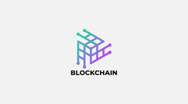 ブロックチェーンのロゴのテンプレート。技術のベクトルの設計