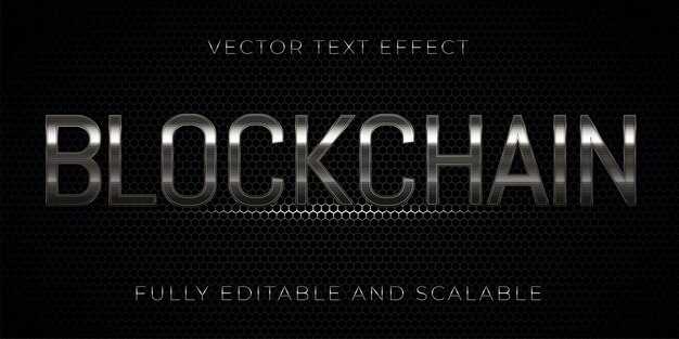 Blockchain 금속 텍스트 스타일 효과 편집 가능한 3d 스타일 텍스트 제목