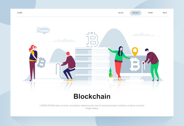 Blockchain modern flat design concept.