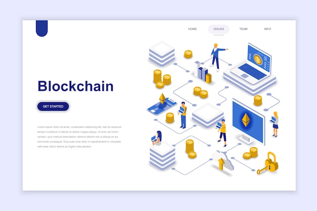 Blockchain modern flat design isometric concept.