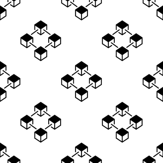 Blockchain パターン ベクトル ブロック チェーン キューブの背景